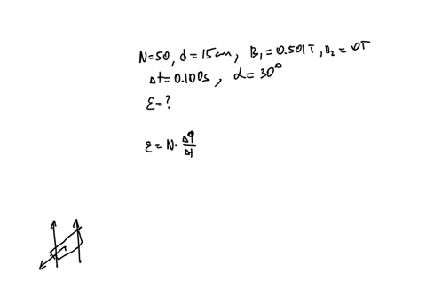 848279-faradays-law-a-50-turn-coil-has-a-diameter-of-15-cm-the-coil-is-placed-in-a-spatially-uniform-magnetic-field-of-magnitude-0501-t-so-that-the-plane-of-the-coil-makes-an-angle-of-308-wi-16617