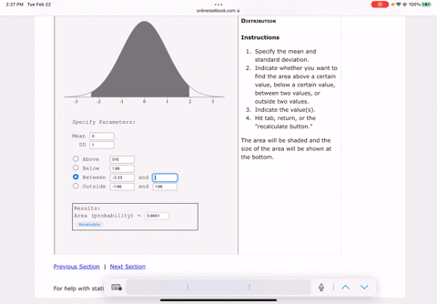 find-the-area-under-the-standard-normal-curve-between-z1-233-and-z2-233-round-your-answer-to-four-decimal-places-if-necessary-92286