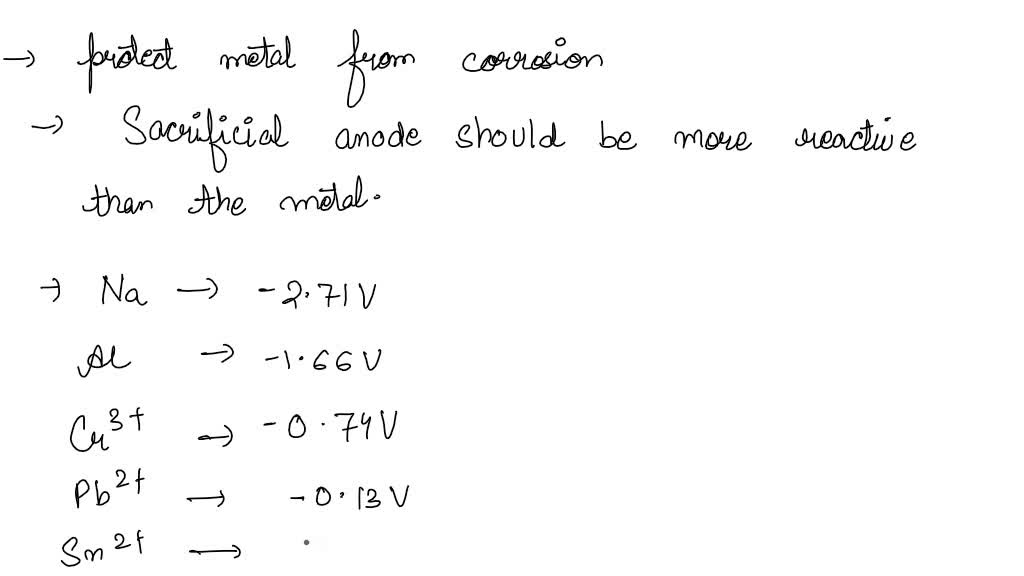 SOLVED Which metals would act as sacrificial anodes (cathodic