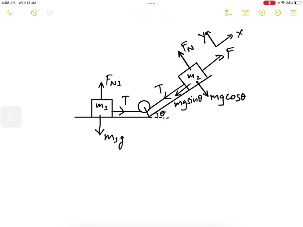 SOLVED: The figure below shows two masses m1-3.4 kg and m2-2.6 kg which ...