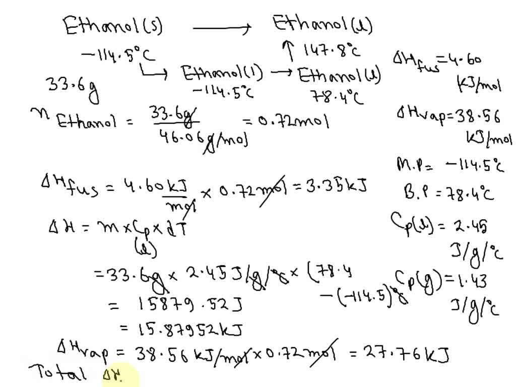 SOLVED: a) Estimate latent heat of vaporization of ethanol at its ...