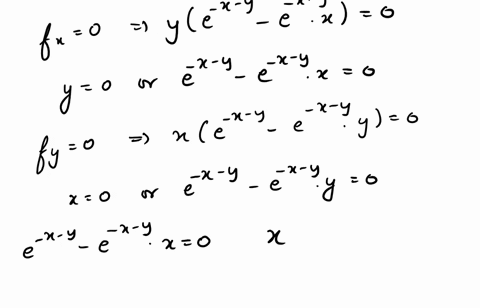 find-the-critical-points-of-the-function-fx-y-xyexy-use-the-second-derivative-test-to-determine-whether-each-critical-point-corresponds-to-a-local-maximum-a-local-minimum-or-a-saddle-point-i-75632