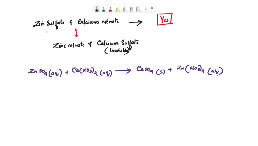 Does a reaction occur when aqueous solutions of zinc sulfate and