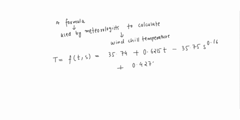 A formula that meteorologists use to calculate the wind chill ...