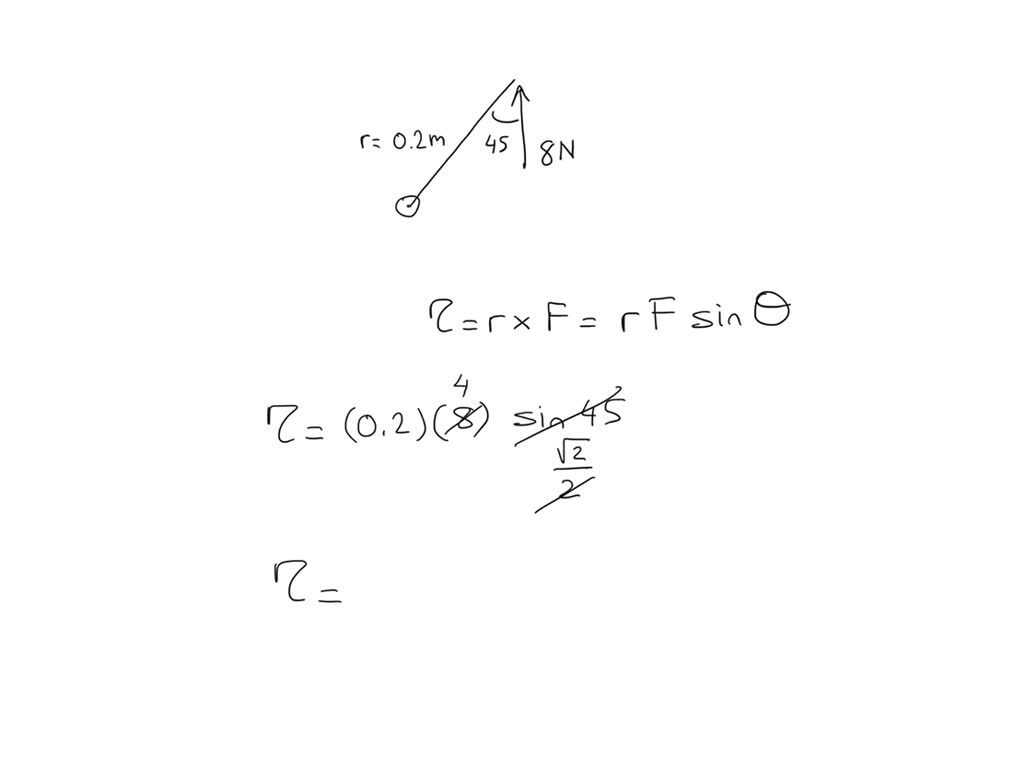 SOLVED A bolt is tightened by applying a force of 8 N to a 0.2m wrench. The angle between the