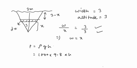 question-9-an-isoceles-triangle-lays-with-its-base-at-the-suriace-of-the-water-and-its-vertex-pointing-downwards-if-the-width-of-the-base-is-and-the-altitude-e-distance-from-waters-surface-t-46473