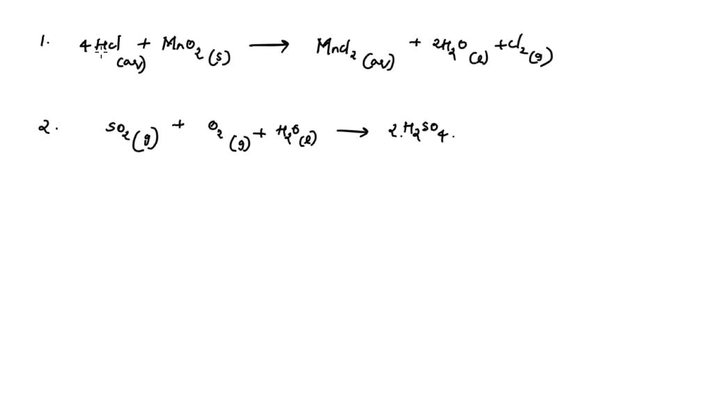 SOLVED Aqueous hydrochloric acid reacts with solid manganese(IV) oxide
