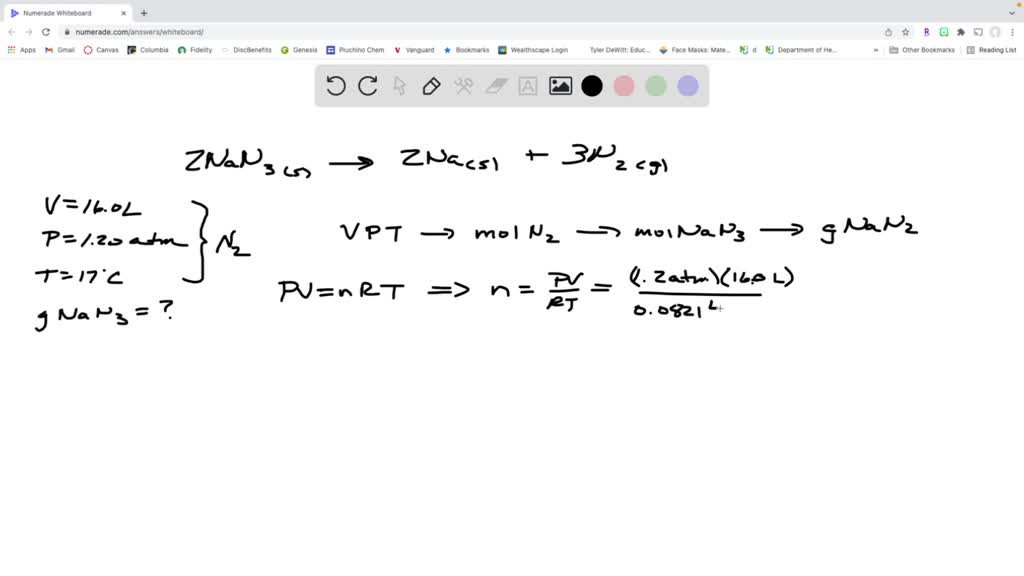 SOLVED 12) Auto airbags are inflated via the following reaction; NaN
