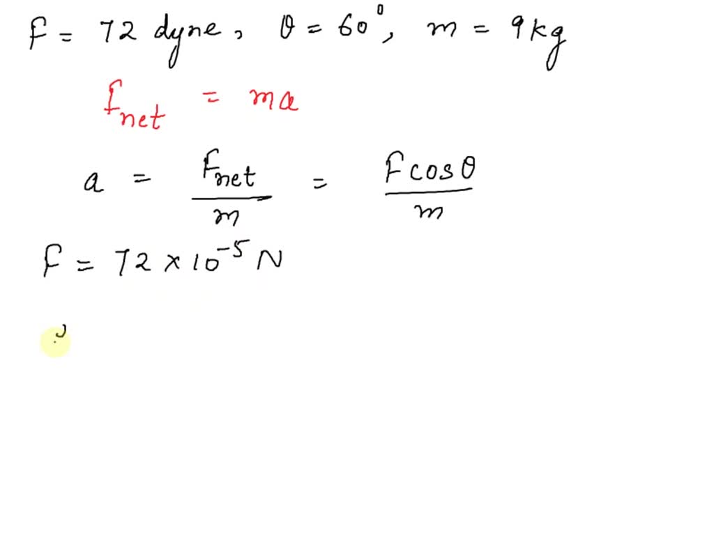 SOLVED: A force of 72 dyne is inclined to the horizontal at an angle of 60