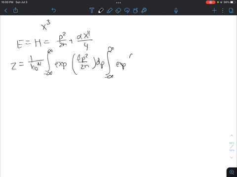 a-system-consists-of-n-vely-weakly-interacting-particles-at-a-temperature-t-sufficiently-high-so-that-classical-statistical-mechanics-is-applicable-each-particle-has-mass-m-and-is-fiee-to-pe-81713