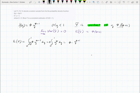 let-y1-y2-yn-denote-a-random-sample-from-the-the-probability-density-function-fy-oy9-1-0-y-1-where-0-0-show-y-is-a-consistent-estimator-of-00-1-45903