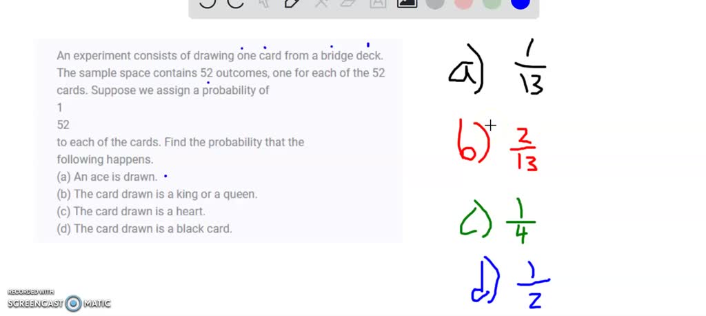 an experiment consists of drawing 1 card