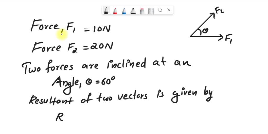 SOLVED: if two forces 10N and 20N are inclined at angle 60degree to ...