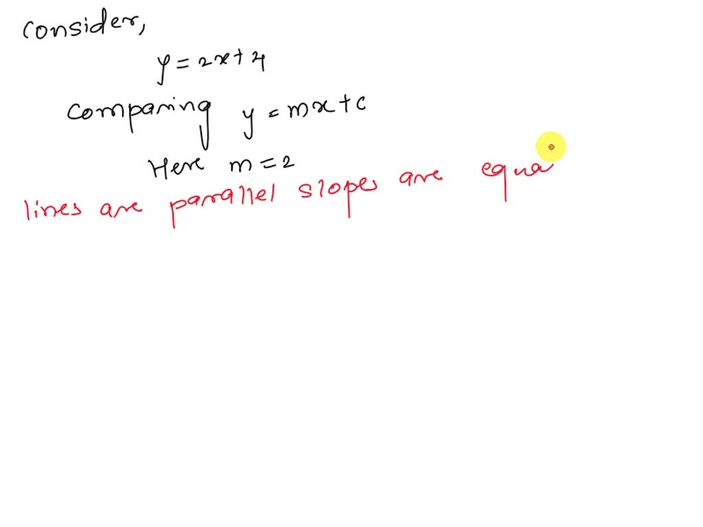 SOLVED What is the equation of the line in slope intercept form that