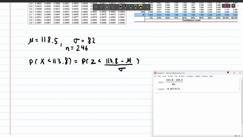 population-of-values-has-a-normal-distribution-with-1185-and-0-82-you-intend-t0-draw-random-sample-of-size-n-246-find-the-probability-that-a-single-randomly-selected-value-is-less-than-1138-95332