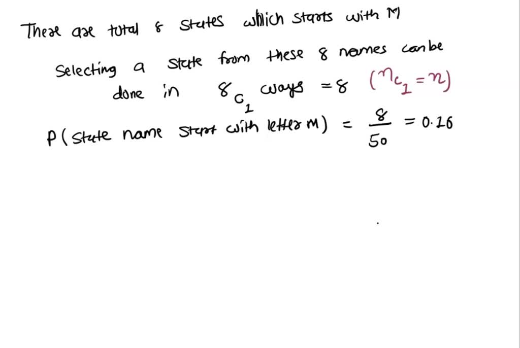 SOLVED: "16. Selecting A State Choose One Of The 50 States At Random ...