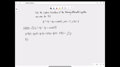 point-transform-the-differential-equation-3y-4y-4y-coshat-yo-3-into-an-algebraic-equation-by-taking-the-laplace-transform-of-each-side-therefore-y-37108