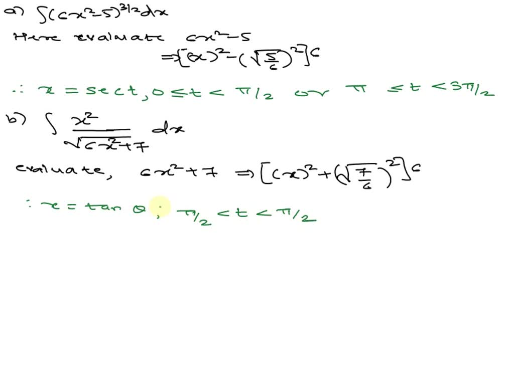 SOLVED: For each of the following integrals find an appropriate ...