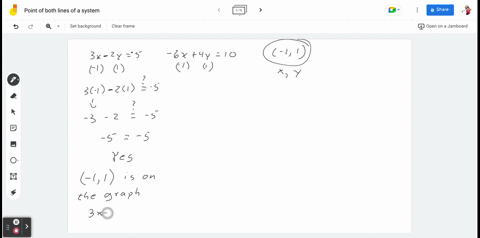 consider-the-following-system-of-equations-3x2y5-6x4y10-step-1-of-2-determine-if-the-point-11-lies-on-both-of-the-lines-in-the-system-of-equations-by-substituting-the-ordered-pair-into-both-equations