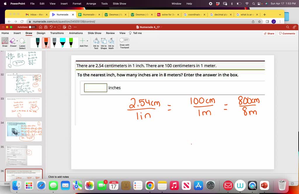 SOLVED: 'Math question down below There are 2.54 centimeters in inch ...