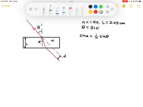 block-of-index-of-refraction-n-150-it-is-shifted-laterally-when-the-light-ray-illustrated-in-the-figure-below-passes-through-the-glass-by-the-distance-d-let-l-205-cm-and-8-3108-find-the-valu-88144