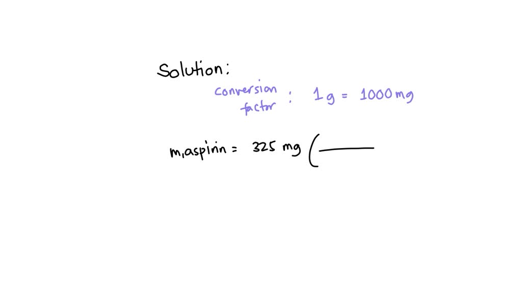 SOLVED If an aspirin tablet contains 325 mg aspirin; how many grams of aspirin does it contain?
