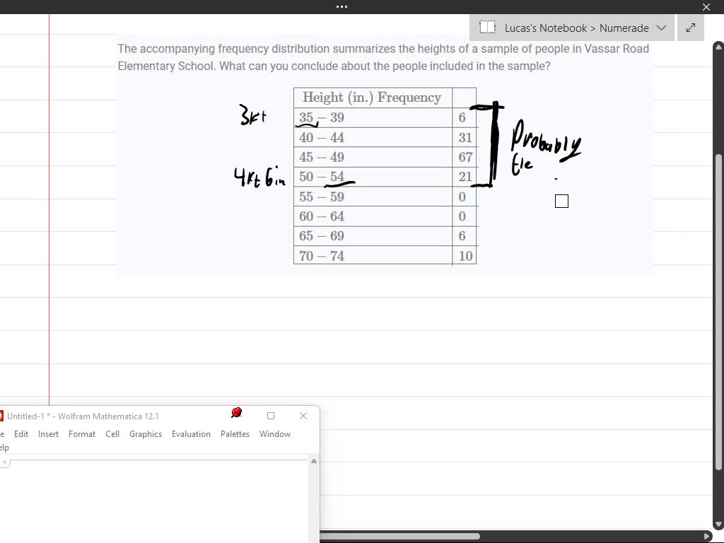 SOLVED The frequency distribution summarizes the heights