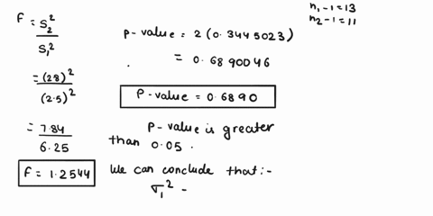 to-test-the-hypothesis-of-no-difference-between-the-means-of-two-populations-two-samples-are-randomly-selected-both-come-from-populations-that-are-normal-the-sample-statistics-are-given-belo-90611