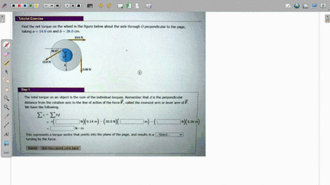 tutorial-exercise-find-the-net-torque-on-the-wheel-in-the-figure-below-about-the-axle-through-0-perperdicular-to-the-page-taking-140-n-und-260-n-iqon-mn-step-the-total-torque-on-an-object-is-04261