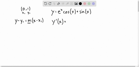 find-an-equation-of-the-tangent-line-to-the-curve-at-the-given-point-y-ex-cosx-sinx-0-1-8501