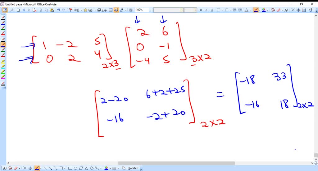 SOLVED: 1. Solve The Matrix Operation Below: ([ 1 -2 5 0 2 4 ][ 2 6 0 -1