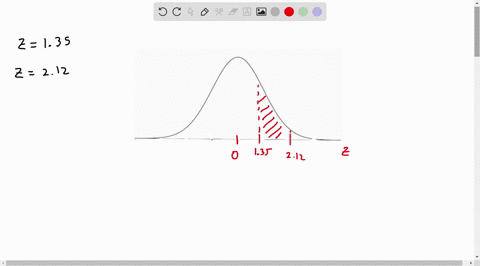 sketch-the-area-under-the-standard-normal-curve-over-the-indicated-interval-and-find-the-specified-area-round-your-answer-to-four-decimal-places-the-area-between-z-135-and-z-212-is-61628