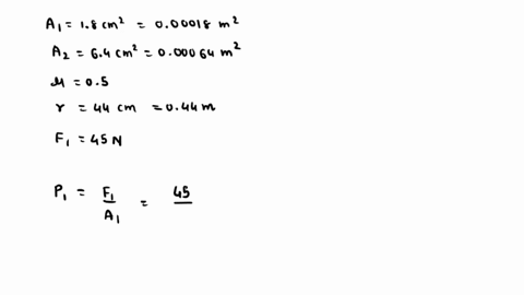 the-figure-below-shows-the-essential-parts-of-a-hydraulic-brake-system-the-area-of-the-piston-in-the-master-cylinder-is-18-cm2-and-that-of-the-piston-in-the-brake-cylinder-is-64-cm2-the-coef-36735