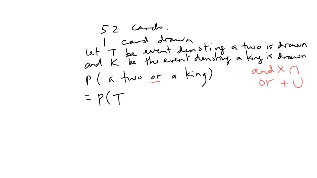 SOLVED From a standard deck of 52 cards. Determine the probability of drawing either a two or a