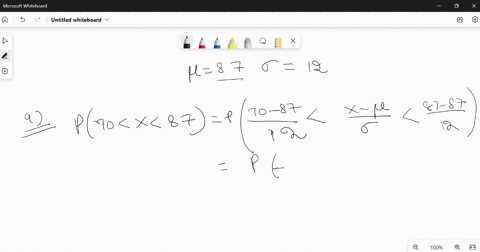the-mean-score-for-a-test-is-87-with-a-standard-deviation-of-12-assuming-a-normal-distribution-for-the-scores-a-what-is-the-probability-that-a-student-selected-at-random-scored-between-70-an-36145