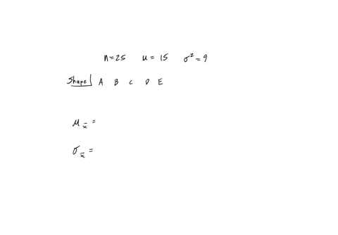 random-samples-of-size-n-were-selected-from-a-normal-population-with-the-means-and-variances-given-here-n-25-15-2-9-describe-the-shape-of-the-sampling-distribution-of-the-sample-mean-a-the-d-99652