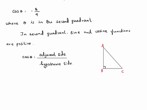 8-let-0-be-an-angle-in-quadrant-ii-such-that-cos0-9-find-the-exact-values-of-csc-and-tan-0-csc0-tan-0-08154