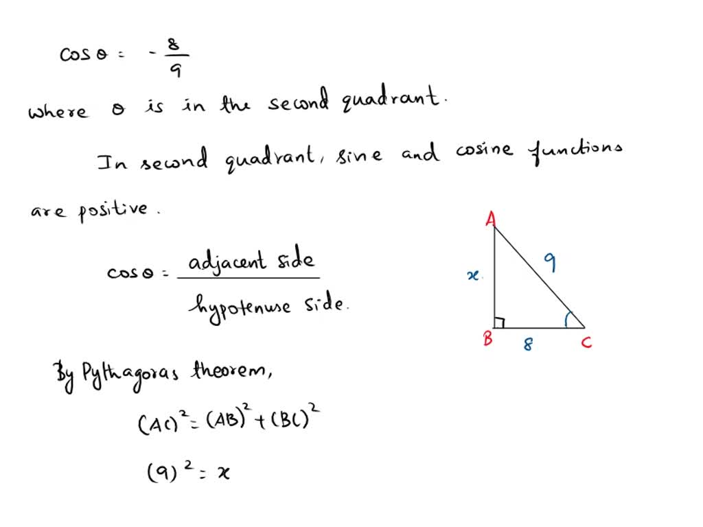 Solved Let Be An Angle In Quadrant Ii Such That Cos Find The Exact Values Of Csc And