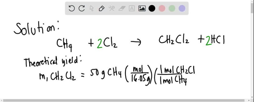 How many grams of dichloromethane are formed from 50.0 g of CH4 if the ...