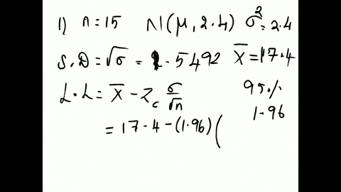question-1-a-simple-random-sample-of-size-15-is-drawn-from-np-24-population-the-sample-mean-is-174-give-to-decimal-places-the-lower-limit-for-95-two-sided-confidence-interval-for-p_-question-92488