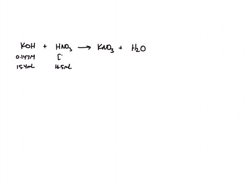 an-aqueous-solution-of-nitric-acid-is-standardized-by-titration-with-a-0147-m-solution-of-potassium-hydroxide-if-154-ml-of-base-are-required-to-neutralize-165-ml-of-the-acid-what-is-the-mola-94617