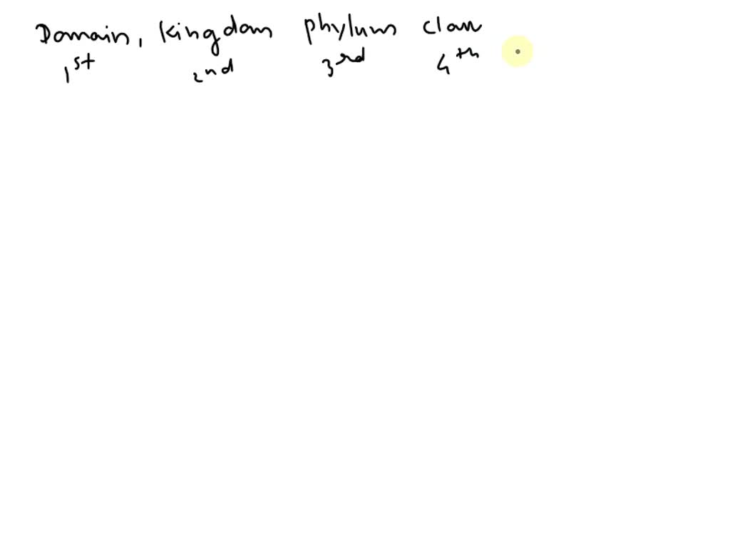 SOLVED The 8 levels of classification, from broadest to most specific are Domain, Genus