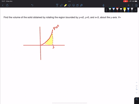 find-the-volume-of-the-solid-obtained-by-rotating-the-region-bounded-by-yx2-y0-and-x3-about-the-y-axis-v-64806