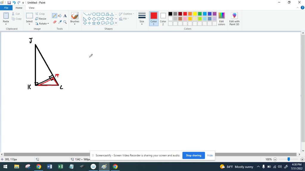SOLVED Triangle JKL is shown. Angle JKL is a right angle. An altitude