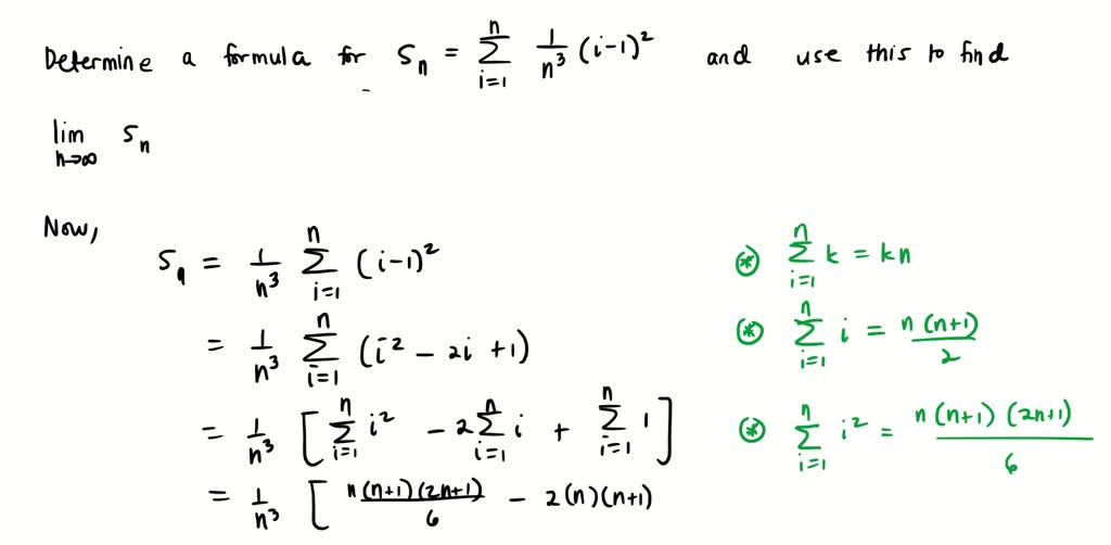 SOLVED: 'point) Use the formulae N(N + 1) 2i = N(N + 1)(2N + 1) 2f = to ...