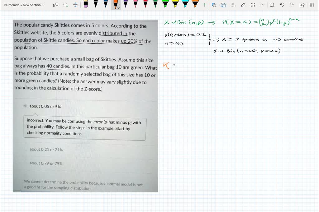 The popular candy Skittles comes in 5 colors. According to the Skittles