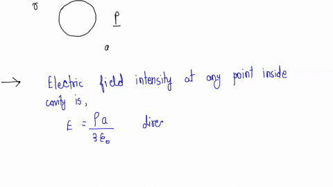 a-cavity-of-radius-r-is-present-inside-solid-dielectric-sphere-of-radius-having-volume-charge-density-of-p-the-distance-between-the-centres-of-the-sphere-and-the-cavity-is-aan-electron-is-ke-63772