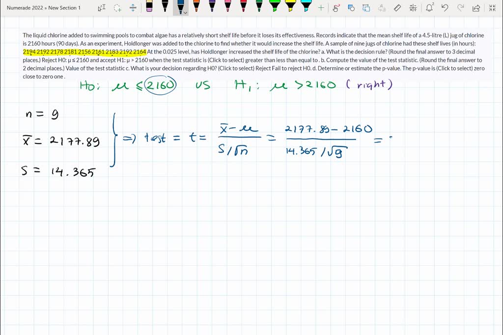 SOLVED The liquid chlorine added to swimming pools to combat algae has