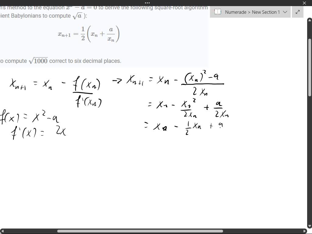 Solved Use Newtons Method To Approximate Square Root 20 To 50 Off