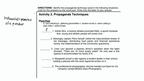directionsldentify-the-propaganda-technique-used-in-the-following-situations-look-for-the-answers-on-the-word-poolwrite-only-the-letter-of-your-answer-activity-2propaganda-techniques-word-po-70194
